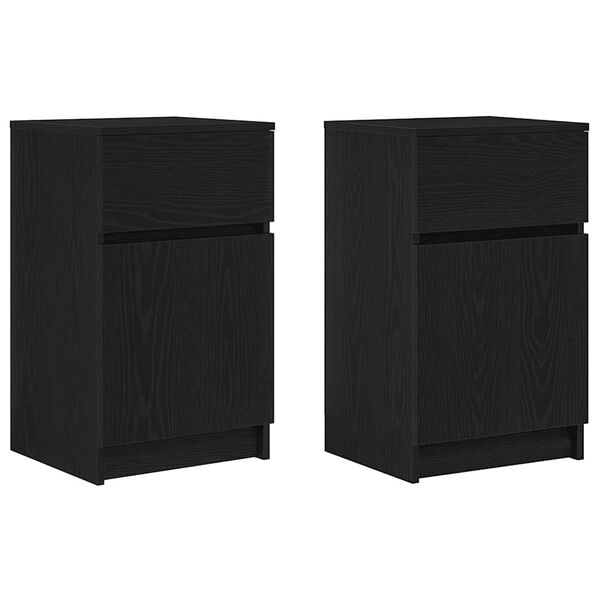 vidaXL Bedside Cabinets 2 pcs Black 39x35x65 cm Engineered Wood