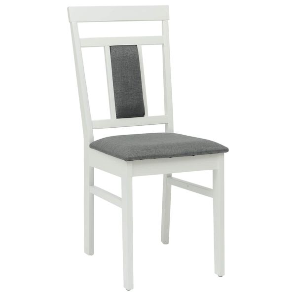 vidaXL Dining Chair 2 pcs White and Grey Solid Rubber Wood