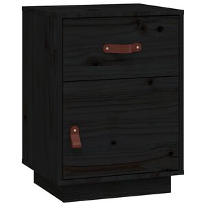 vidaXL Bedside Cabinet Black 40x34x55 cm Solid Wood Pine