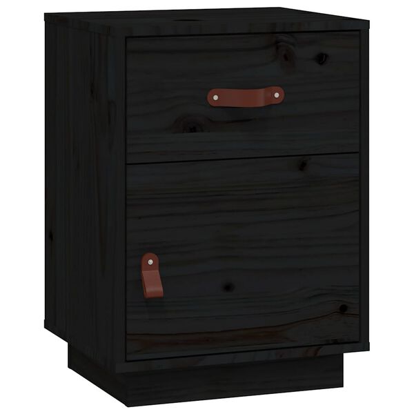 vidaXL Bedside Cabinet Black 40x34x55 cm Solid Wood Pine