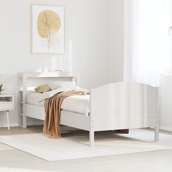 vidaXL Bed Frame without Mattress White 75x190 cm Small Single Solid Wood Pine