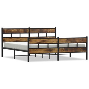 vidaXL Metal Bed Frame without Mattress Smoked Oak 180x200 cm Super King