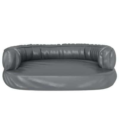 vidaXL Ergonomic Foam Dog Bed Grey 60x42 cm Faux Leather