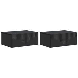 vidaXL Wall-Mounted Bedside Cabinet 2 pcs Black 49 x 34.5 x 20 cm