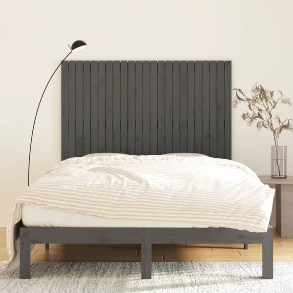 vidaXL Wall Headboard Grey 146.5x3x110 cm Solid Wood Pine