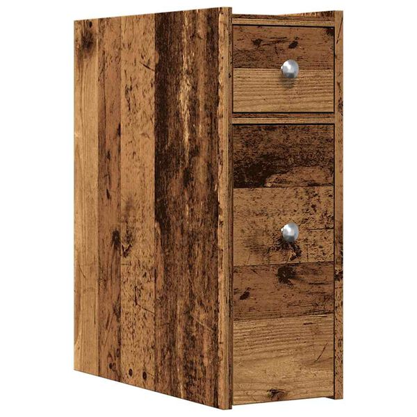 vidaXL Narrow Bathroom Cupboard with Wheels Old Wood Engineered Wood
