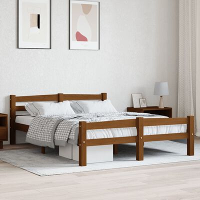 vidaXL Bed Frame Honey Brown Solid Pinewood 140x200 cm