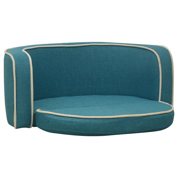 vidaXL Foldable Dog Sofa Turquoise 76x71x30 cm Linen Washable Cushion