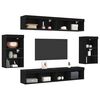 vidaXL TV Cabinet Set Wall-mounted 8 pcs Black oak Engineered wood