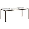 vidaXL Garden Table Brown 190x90x75 cm Tempered Glass and Poly Rattan