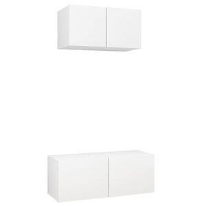vidaXL 2 Piece TV Cabinet Set White Engineered Wood