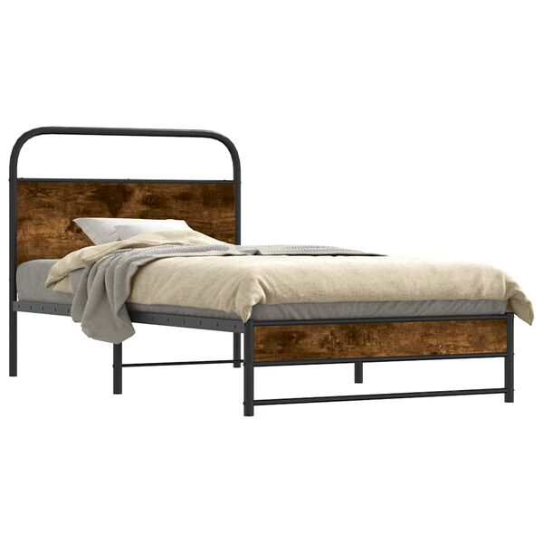 vidaXL Bed Frame Without Mattress 100x190 cm Smoked Oak Engineered Wood