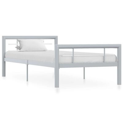 vidaXL Bed Frame Grey and White Metal 100x200 cm