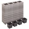 vidaXL Garden Raised Bed with 4 Pots 80x22x79 cm Poly Rattan Grey
