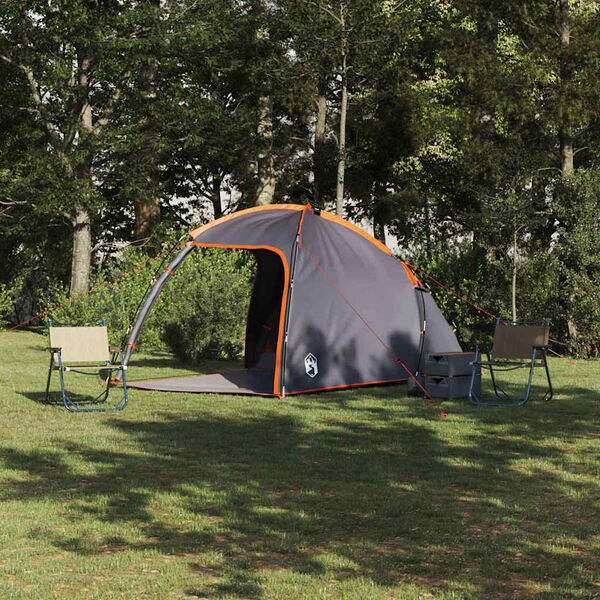 vidaXL Tent Cabin with Roof Grey and Orange 370 x 230 x 185 cm