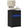 vidaXL Bedside Cabinet with LED Lights Black Engineered Wood