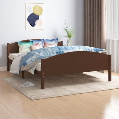 vidaXL Bed Frame Dark Brown Solid Pine Wood 160x200 cm