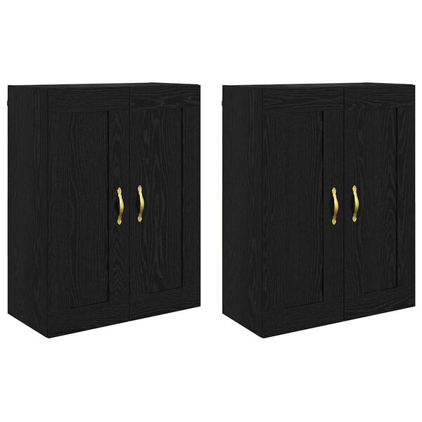 vidaXL Wall-mounted Cabinet 2 pcs Black Oak 69.5 x 34 x 90 cm