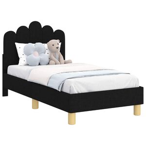 vidaXL Toddler Bed Frame with Headboard Black 70 x 140 cm Fabric