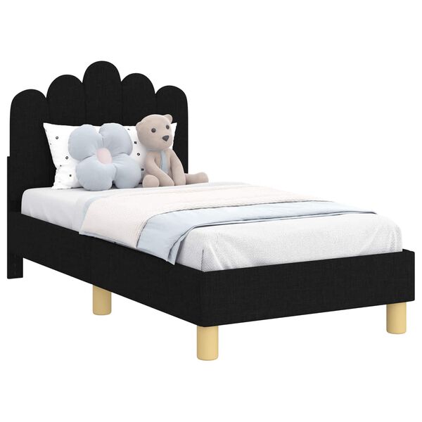 vidaXL Toddler Bed Frame with Headboard Black 70 x 140 cm Fabric