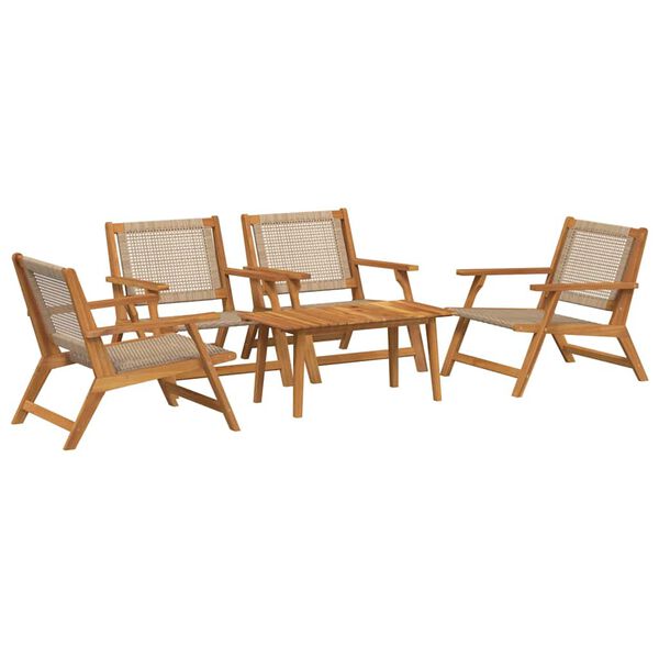 vidaXL Garden Chairs with Table 5 pcs Beige 90 x 45 x 40 cm