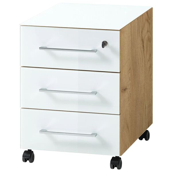 Germania Rolling Filing Cabinet GW-Monteria Navarra-oak Repro White