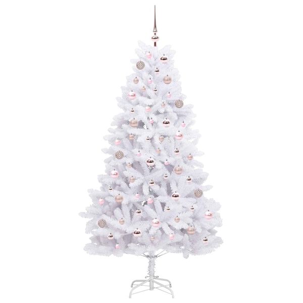 vidaXL Artificial Hinged Christmas Tree White 180 cm PVC and Steel