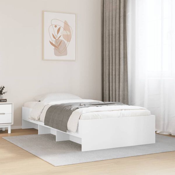 vidaXL Bed Frame without Mattress White 90x190 cm Single Engineered Wood