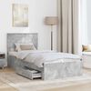 vidaXL Bed Frame with Drawer Concrete Grey 90 x 200 cm Engineered Wood