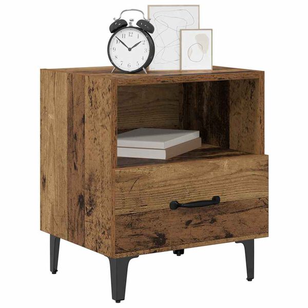 vidaXL Bedside Cabinet with Drawer 2 pcs Old wood 40 x 35 x 47.5 cm