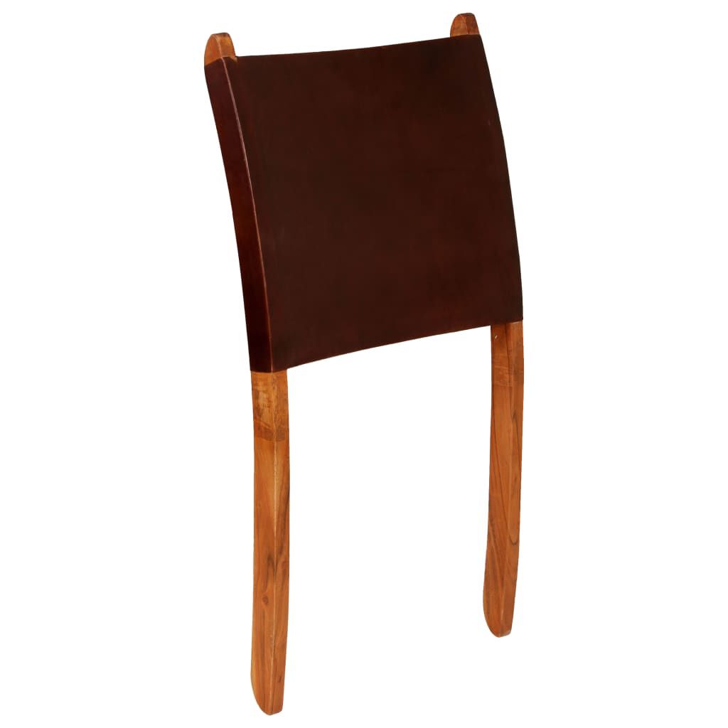 Vidaxl armchair brown real best sale leather with acacia wood