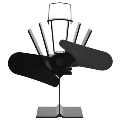 vidaXL Heat Powered Stove Fan 2 Blades Black