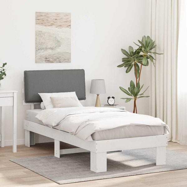 vidaXL Bed Frame with Upholstered Headboard Light Grey 90 x 190 cm