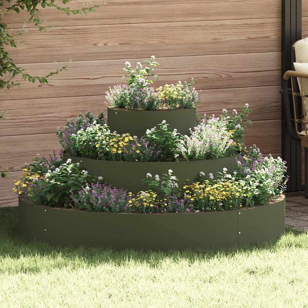 vidaXL Garden Planter Olive Green 120 x 120 x 20 cm Cold-rolled Steel
