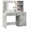 vidaXL Dressing Table with Mirror Lights 2 pcs Grey Engineered Wood