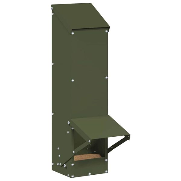 vidaXL Chicken Feeder Olive Green 13 x 12 x 51 cm Cold-Rolled Steel