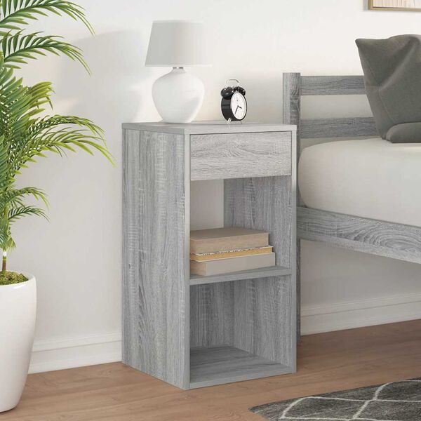 vidaXL Bedside Cabinet with Drawer Grey Sonoma 35x34x66.5 cm