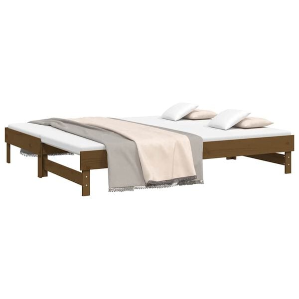 vidaXL Pull-out Day Bed without Mattress Honey Brown 2x(80x200) cm