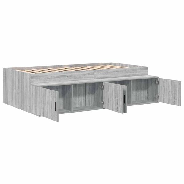 vidaXL Bed Frame with Drawer Grey Sonoma 100 x 200 cm Engineered Wood