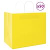 vidaXL Paper Bags 50 pcs with Handles Yellow 32x22x28 cm