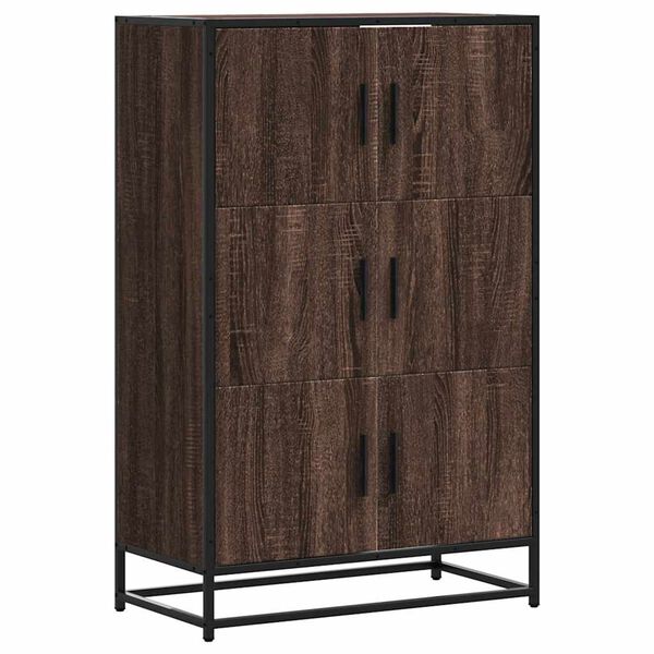 vidaXL Highboard Brown Oak 68x35x106.5 cm Engineered Wood and Metal