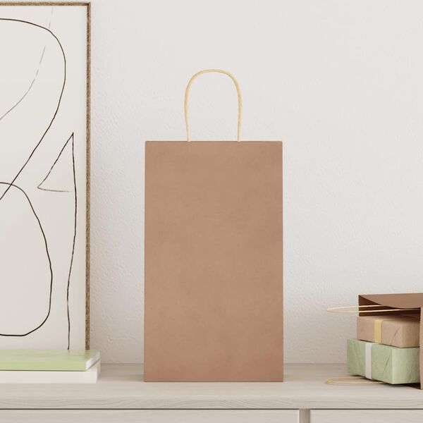 vidaXL Paper Bags 250 pcs with Handles Brown 21x11x36 cm