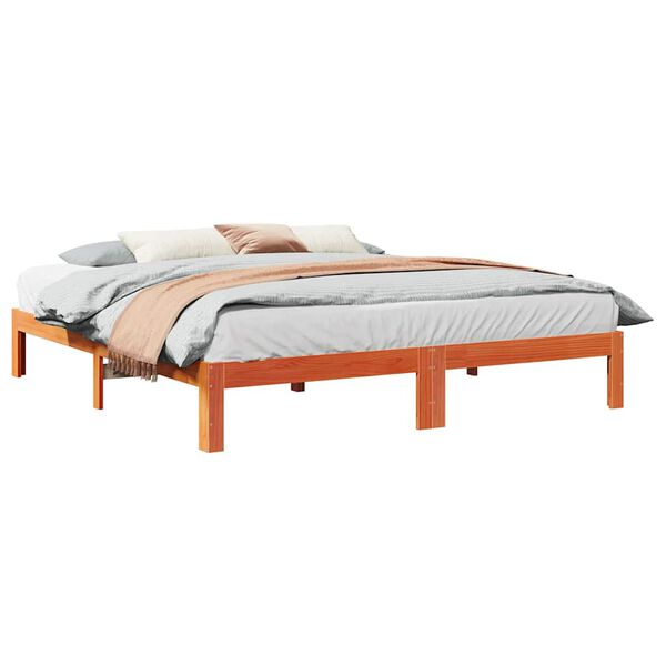 vidaXL Bed Frame without Mattress Wax Brown 180x200 cm Super King Solid Wood Pine