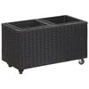 vidaXL Garden Raised Bed with 2 Pots 60x30x36 cm Poly Rattan Black