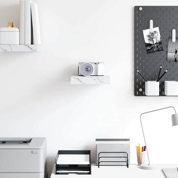 vidaXL Wall Shelf White Marble 23 x 23.5 x 4 cm Engineered Wood