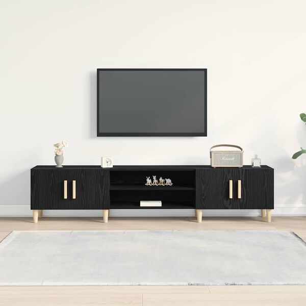 vidaXL TV Cabinet Black Oak 180 x 31.5 x 40 cm Engineered Wood