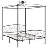 vidaXL Canopy Bed Frame without Mattress Black Metal 160x200 cm