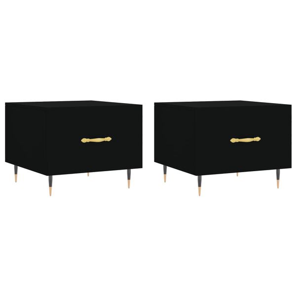 vidaXL Coffee Tables 2 pcs Black 50x50x40 cm Engineered Wood