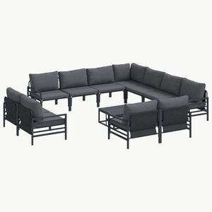 vidaXL Garden Sofa Set 12 pcs Black Steel