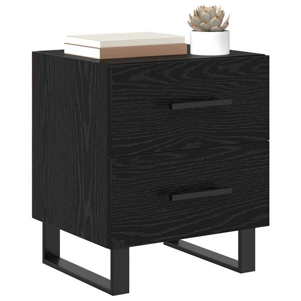 vidaXL Bedside Cabinet with Drawer 2 pcs Black Oak 40 x 35 x 47.5 cm